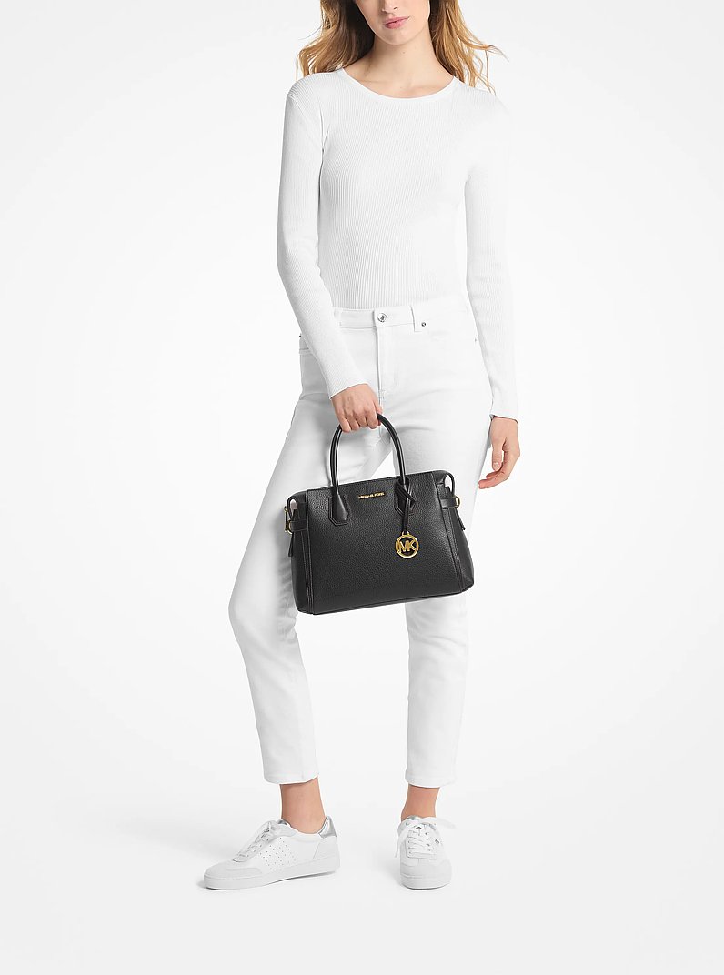 Mercer Medium Belted Satchel in BLACK | Michael Kors [US]
