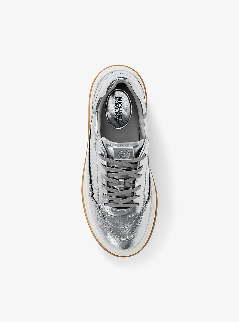 Hayes Embellished Metallic Leather Platform Sneaker in SILVER