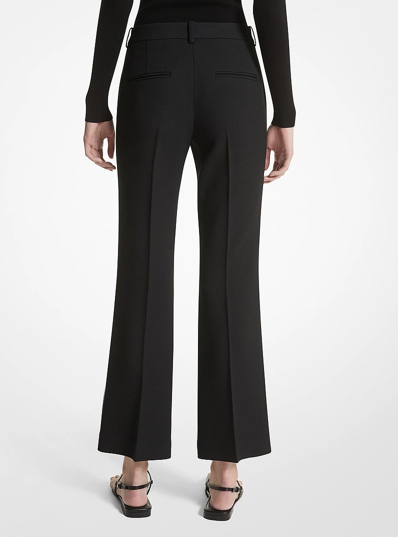 Haylee Double Crepe Sabl&eacute; Cropped Flared Trousers in BLACK | Michael Kors