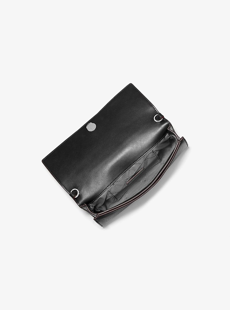 Jet Set Medium Leather Clutch in BLACK | Michael Kors