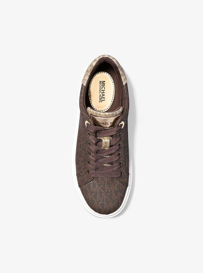 Romey Metallic Two-Tone Signature Logo Platform Sneaker in BROWN | Michael Kors