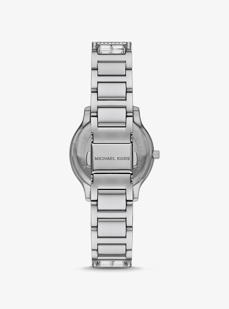 Limited-Edition Mini Sage Pav&eacute; Silver-Tone Watch in SILVER | Michael Kors