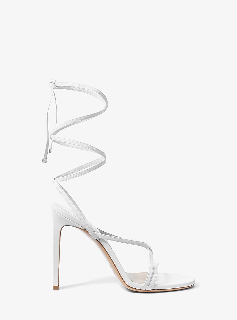 Dahlia Leather Lace-Up Sandal in OPTIC WHITE | Michael Kors