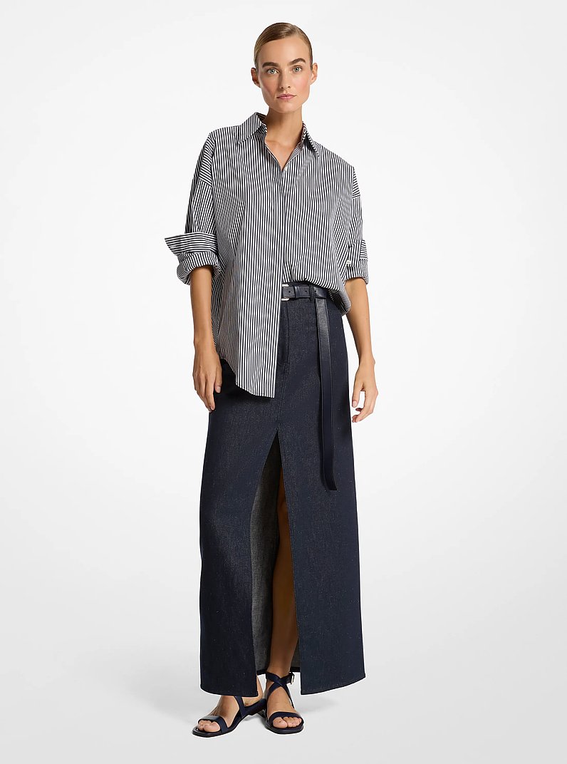 Linen Denim Maxi Skirt in INDIGO | Michael Kors