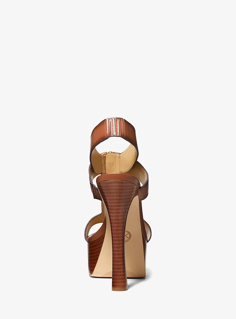 Berkley Leather Platform Sandal in LUGGAGE | Michael Kors