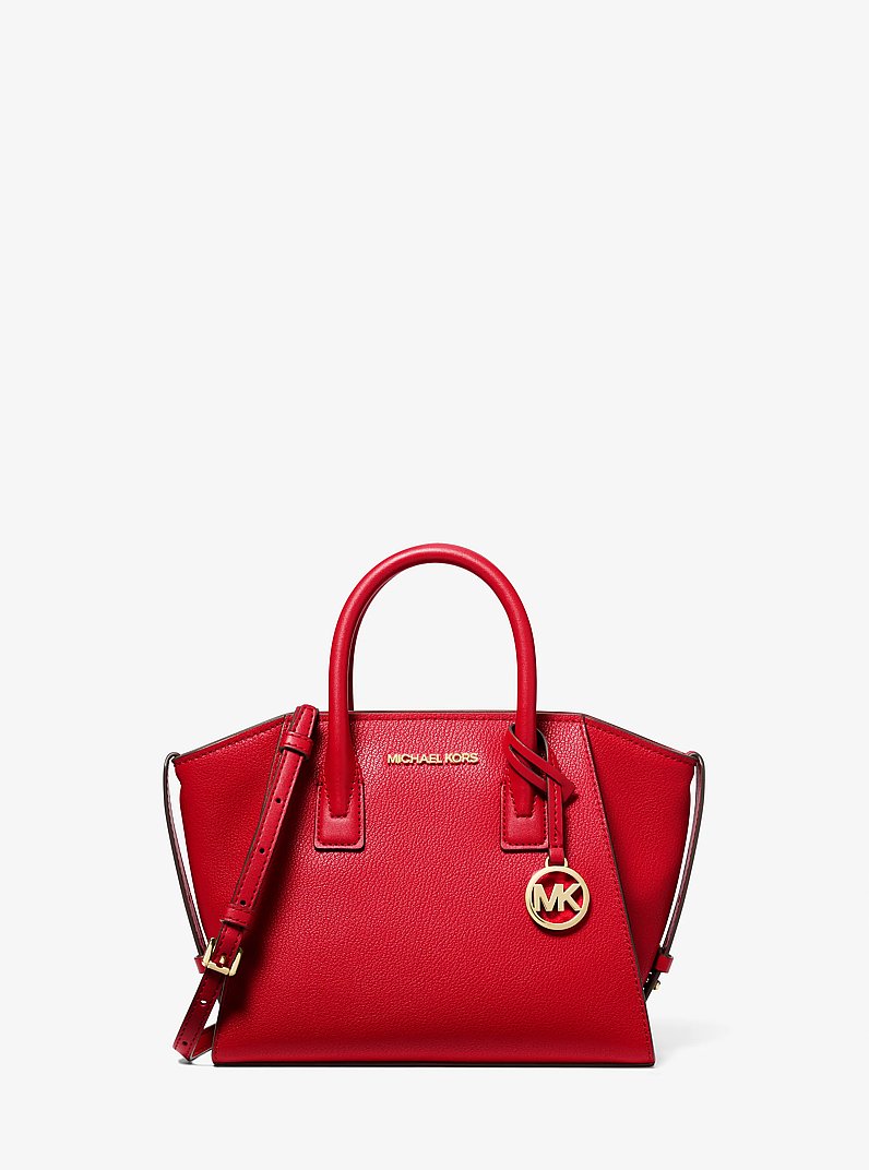 Avril Small Leather Top-Zip Satchel in BRIGHT RED | Michael Kors