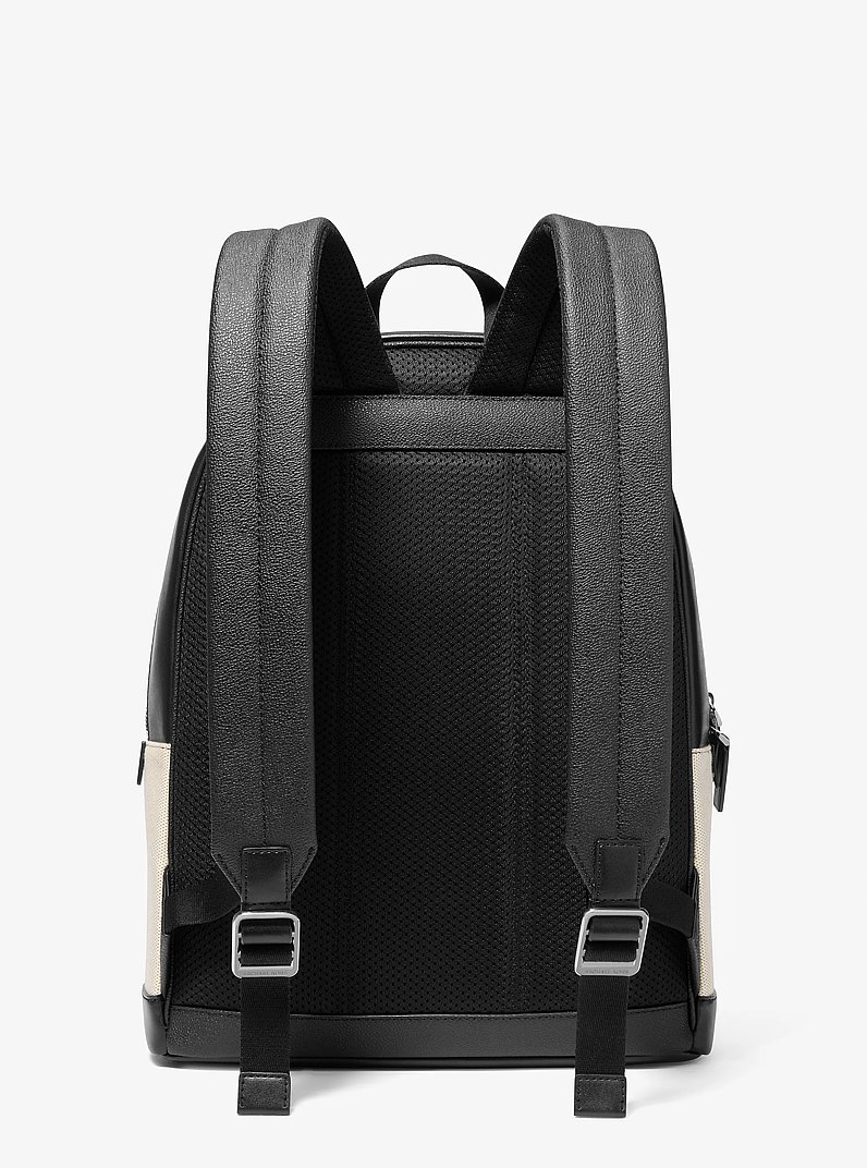 Cooper Two-Tone Canvas Dome Backpack in NATURAL/BLACK | Michael Kors
