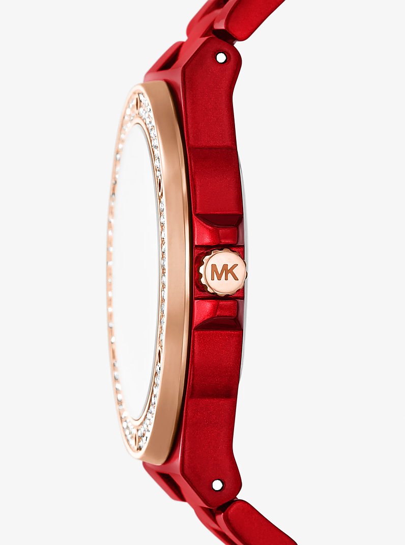 Lennox Pav&eacute; Red-Tone Watch in RED | Michael Kors