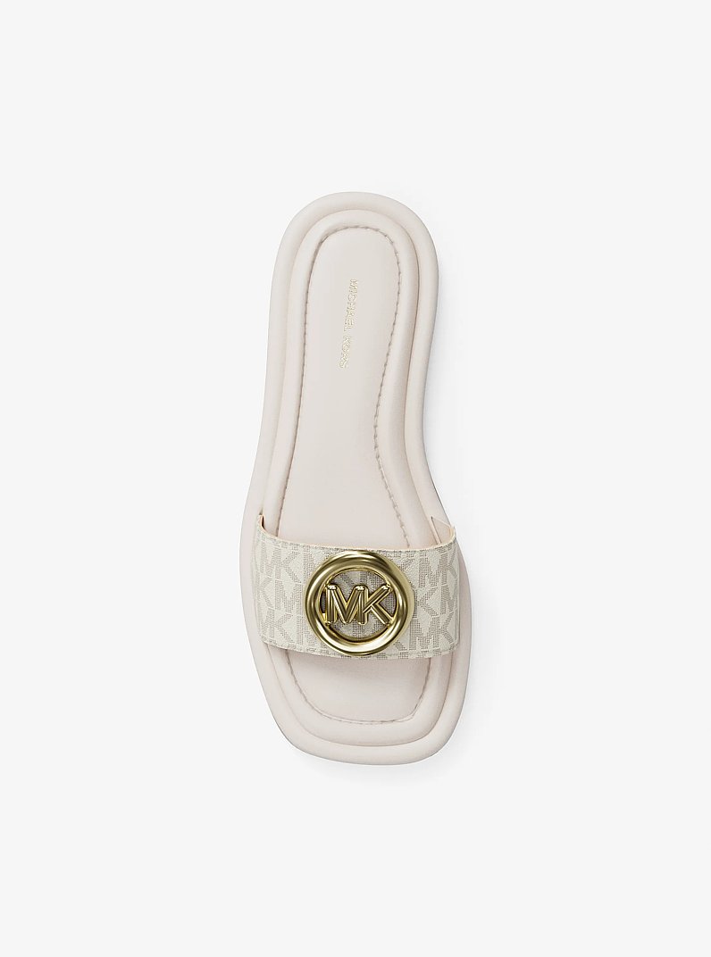Milan Signature Logo Slide Sandal in VANILLA | Michael Kors