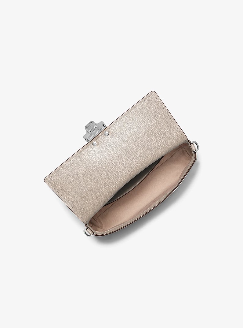 Addie Medium Leather Convertible Shoulder Bag in LIGHT SAND | Michael Kors