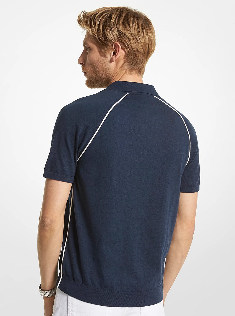 Striped Cotton and Silk Blend Polo Shirt