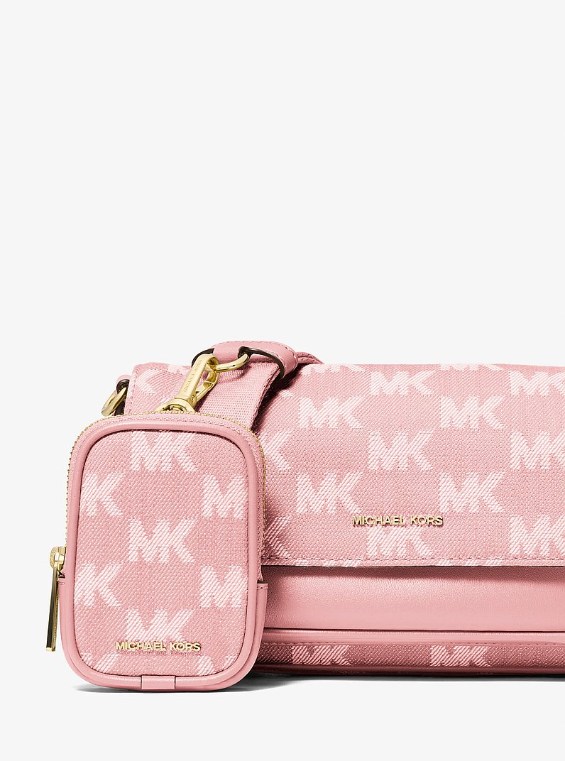 Jet Set Travel Small Logo Jacquard Denim Crossbody Bag With Pouch in POWDER BLUSH | Michael Kors