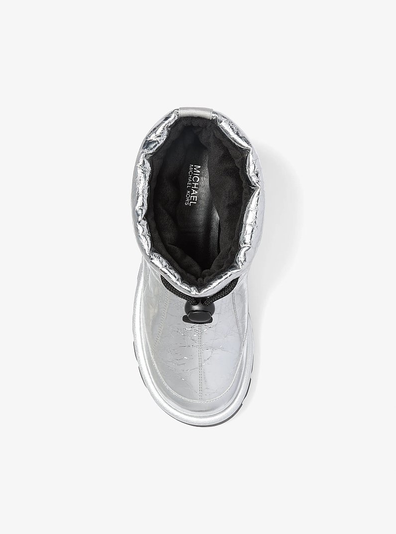 Barton Crackled Metallic Leather Boot in SILVER | Michael Kors