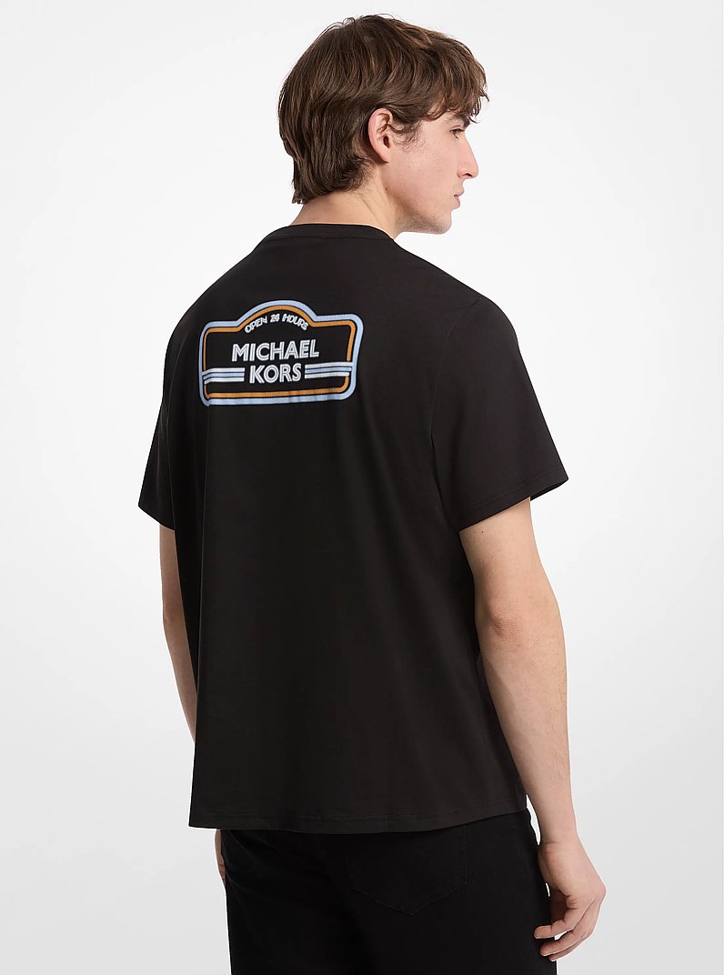 Graphic Logo Cotton T-Shirt in BLACK | Michael Kors
