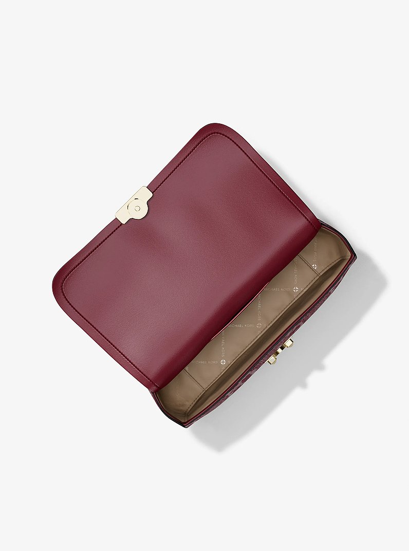 Tribeca Large Snake Embossed Leather Shoulder Bag in MULBERRY | Michael Kors