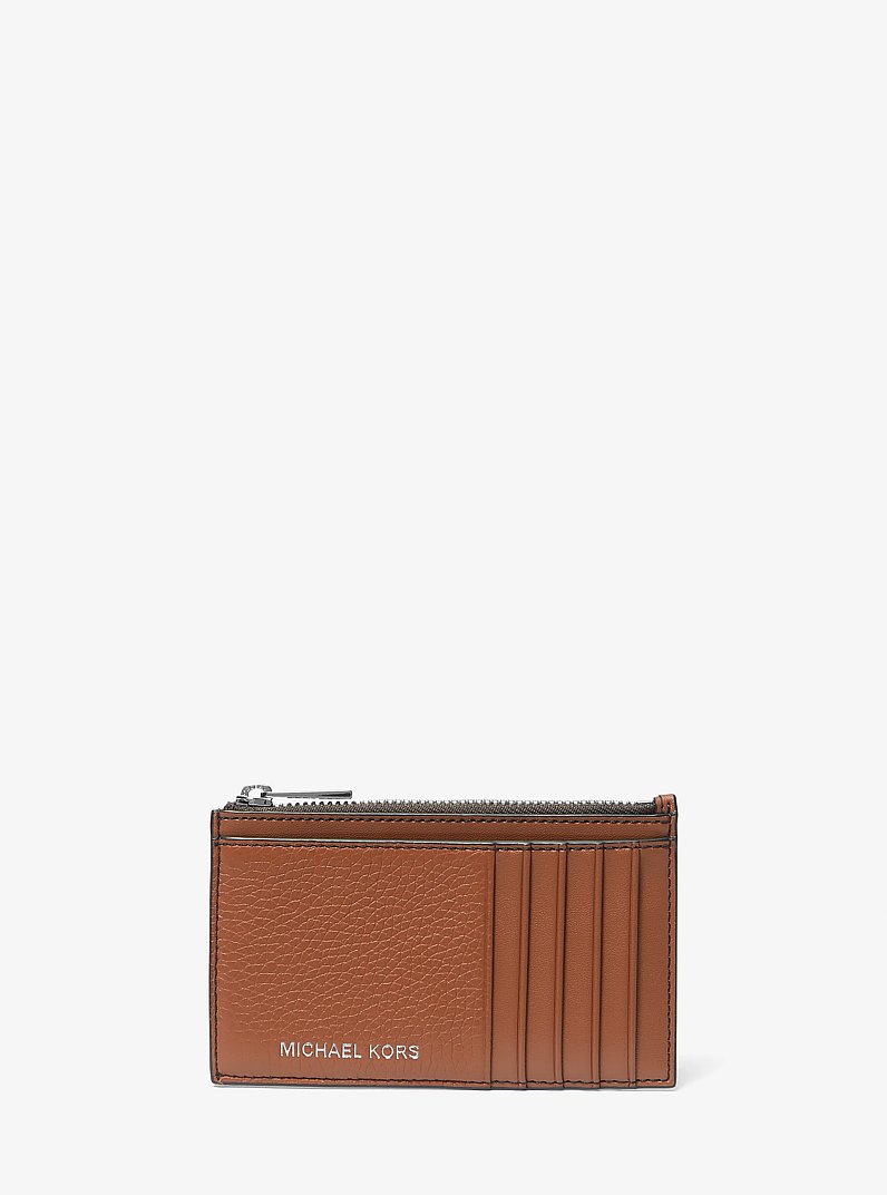 Billetera Cooper fina de cuero granulado con cremallera in LUGGAGE | Michael Kors