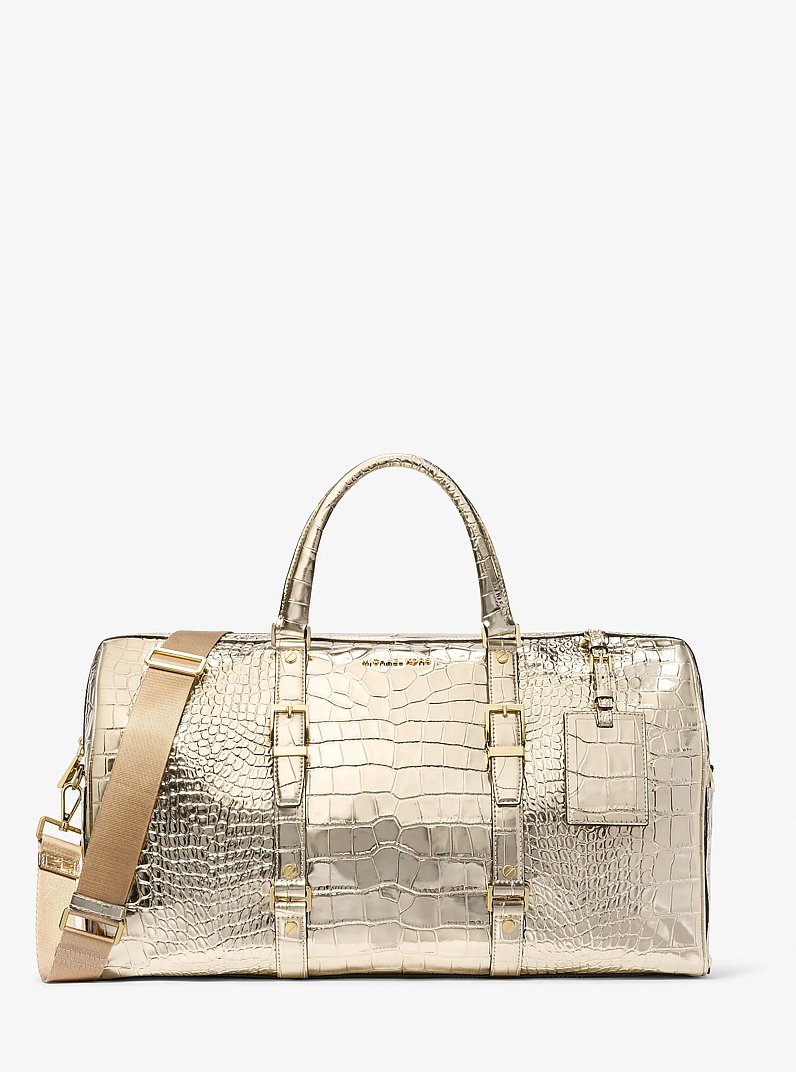Bolso de viaje Bedford Travel extragrande de piel metalizada con motivo de cocodrilo en relieve