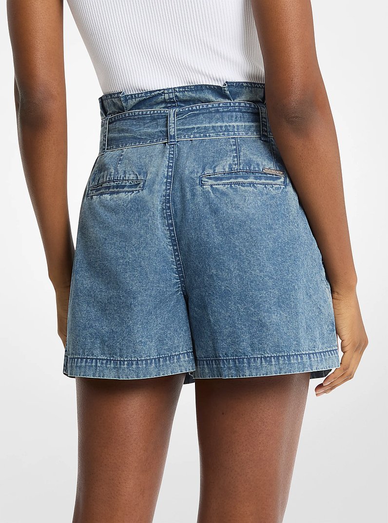 Denim Paperbag Shorts in DUSK BLUE WASH | Michael Kors