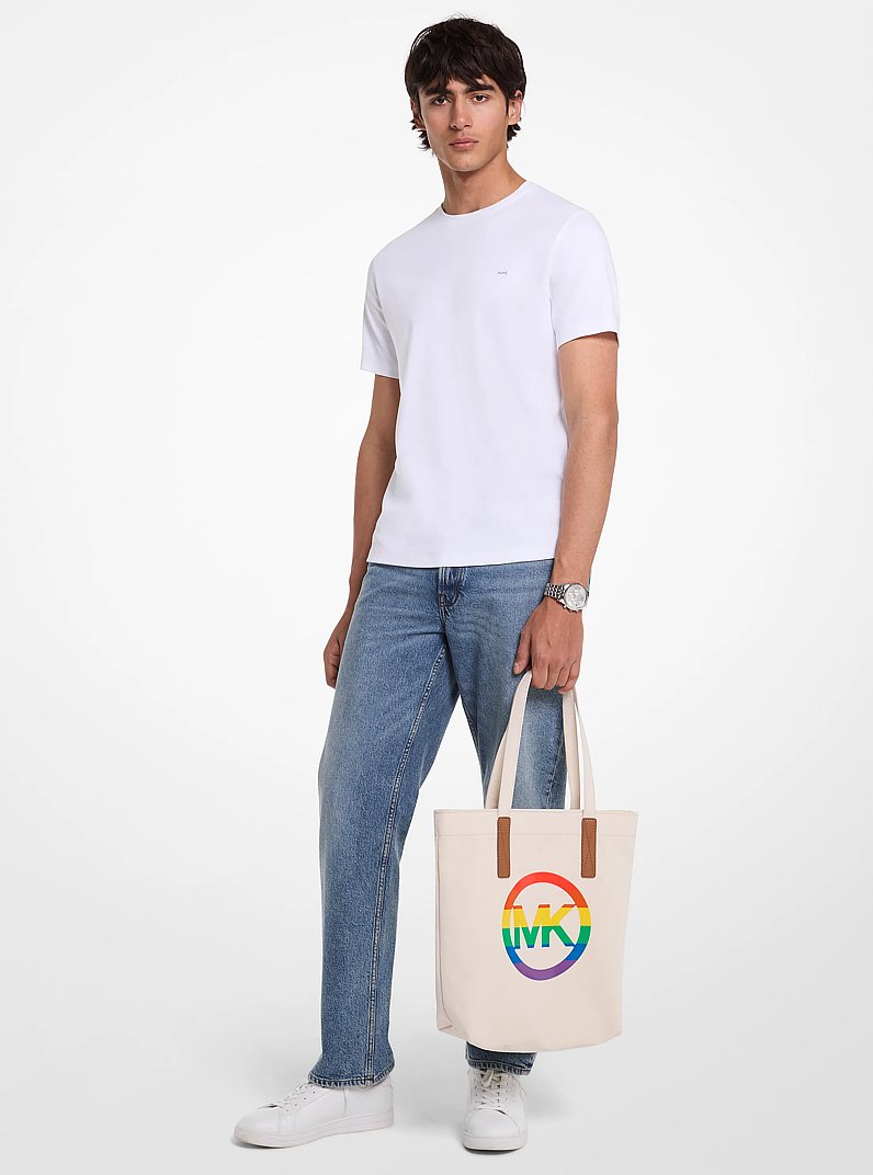 PRIDE Rainbow Logo Cotton Tote Bag in NATURAL | Michael Kors