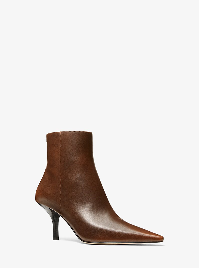 Selina Leather Ankle Boot in LUGGAGE | Michael Kors