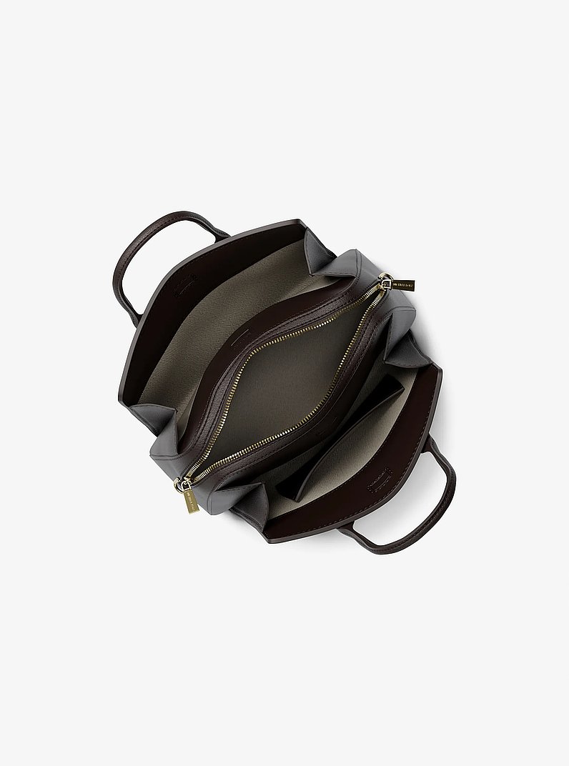 Laila Small Pebbled Leather Satchel in CHOCOLATE | Michael Kors