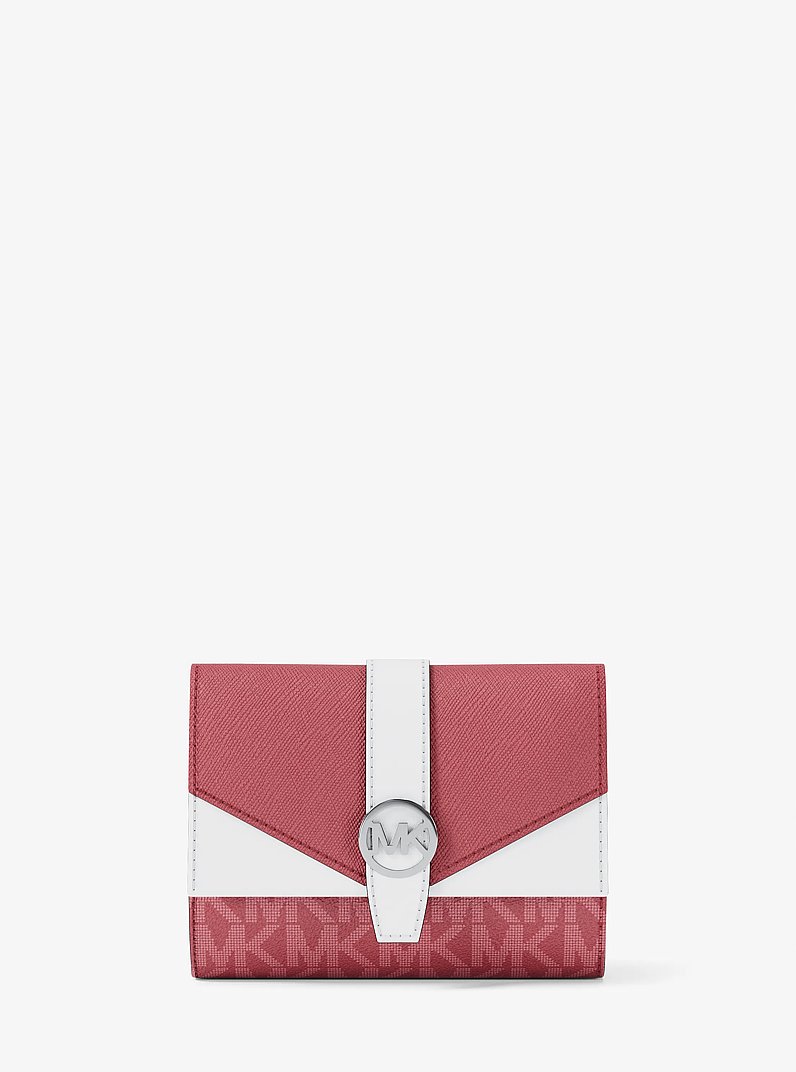 Greenwich Medium Signature Logo Trifold Wallet in HIBISCUS - Sale