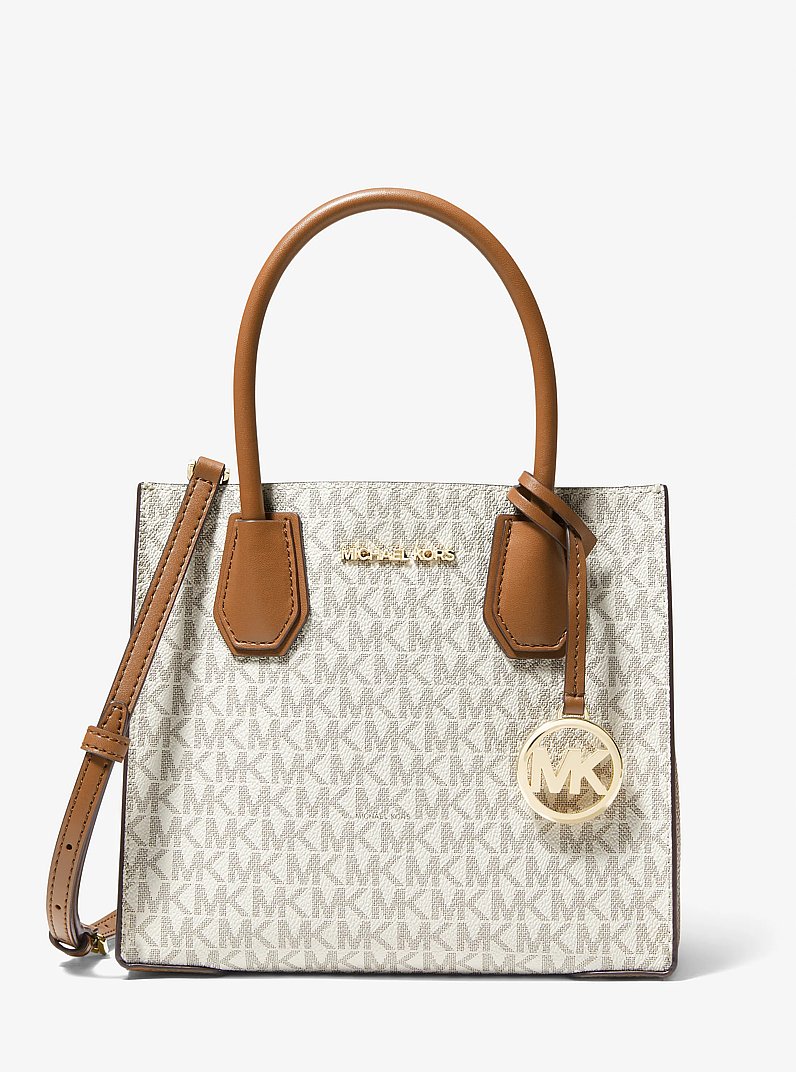 Bolsa cruzada Mercer mediana tipo acorde&oacute;n de piel y con logotipo in VAINILLA | Michael Kors