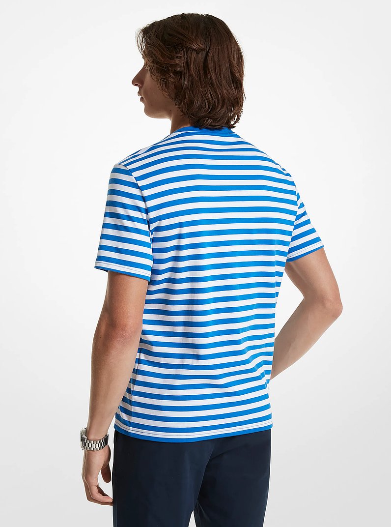 Striped Pima Cotton T-Shirt in GRECIAN BLUE | Michael Kors