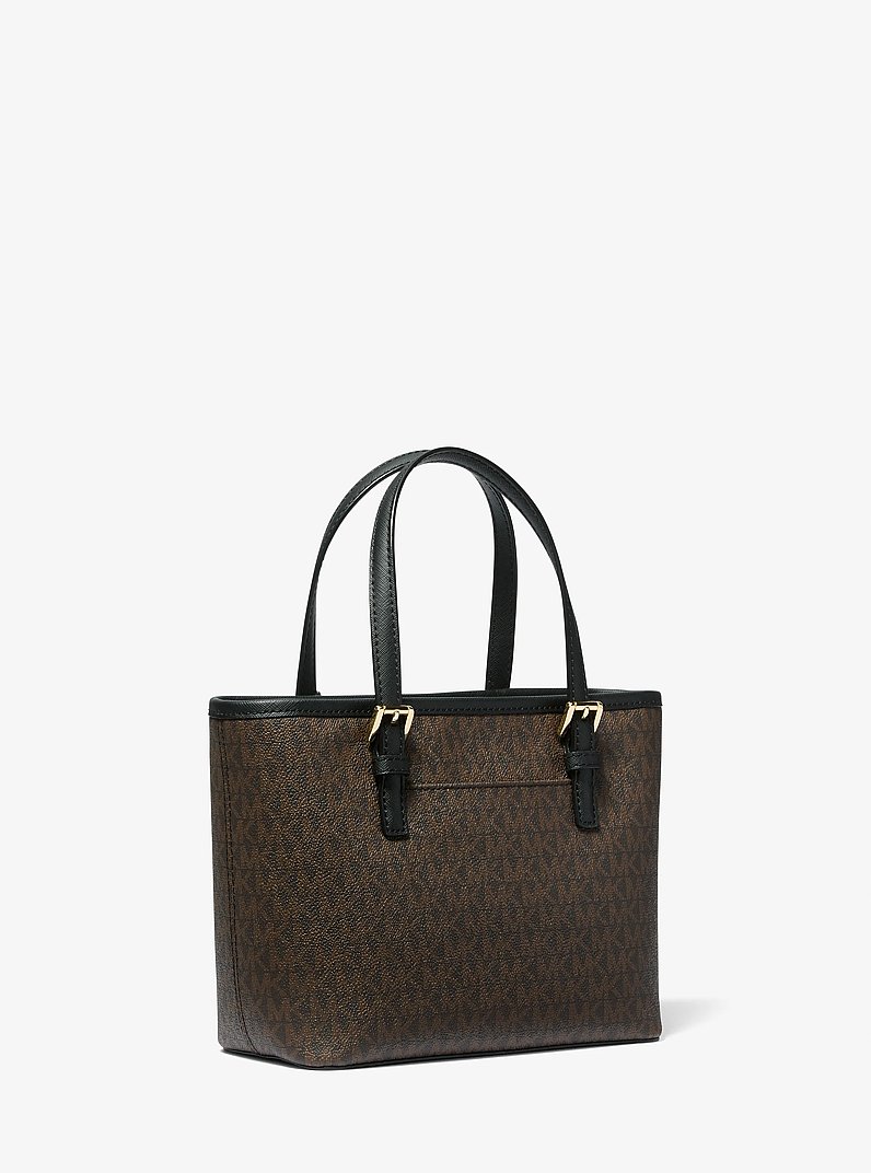 Jet Set Travel Extra-Small Logo Top-Zip Tote Bag in BROWN/BLK | Michael Kors
