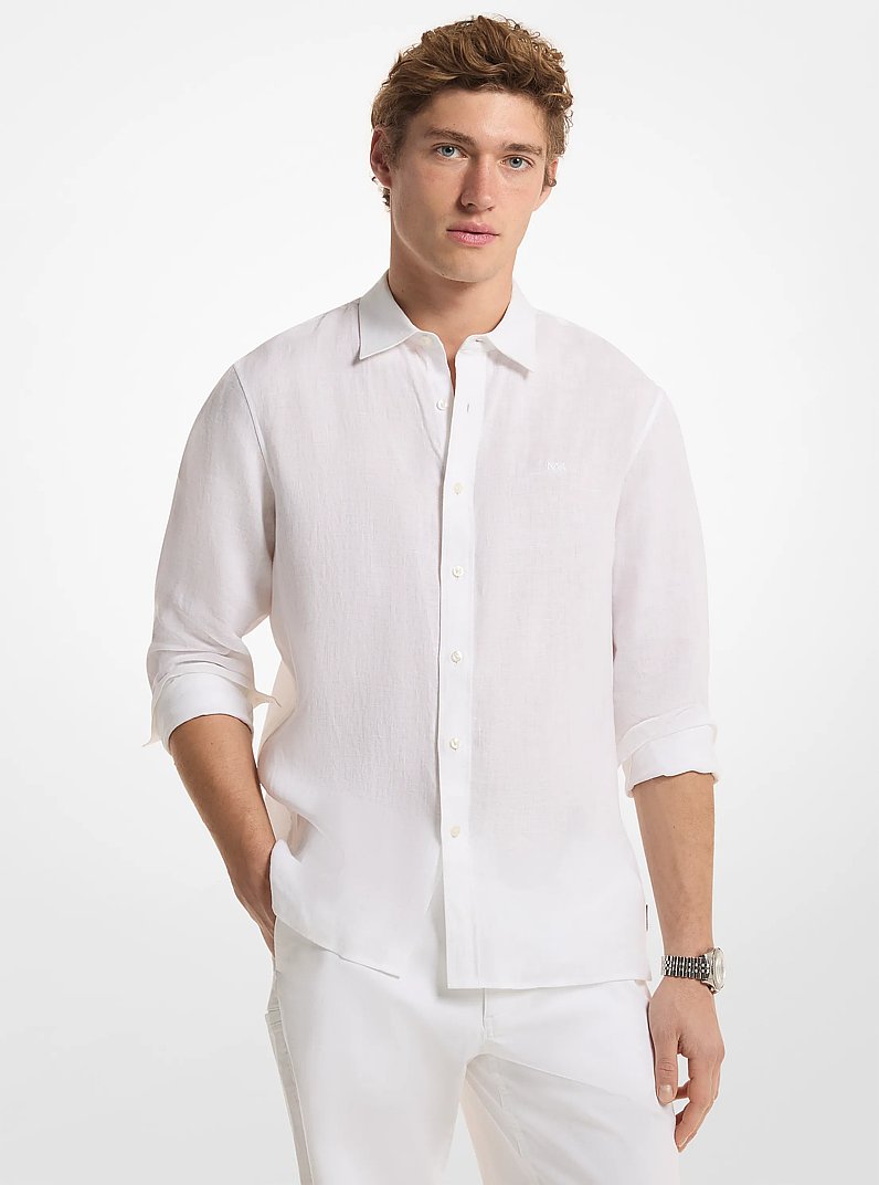 Classic-Fit Linen Shirt in WHITE | Michael Kors