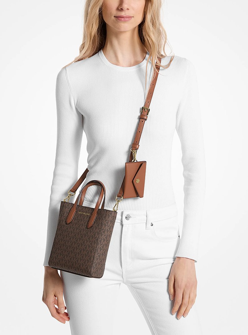 Vincent Extra-Small Logo Crossbody Bag With Card Case in BROWN | Michael Kors