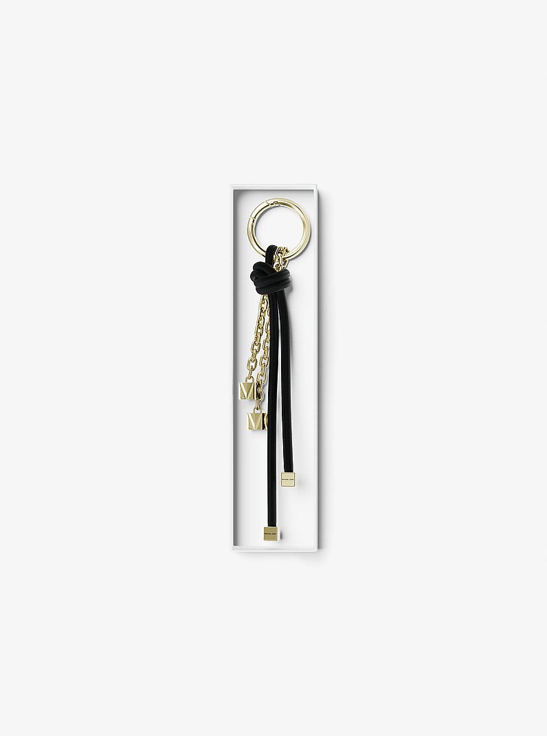 Gold-Tone and Cord Bag Charm in BLACK | Michael Kors
