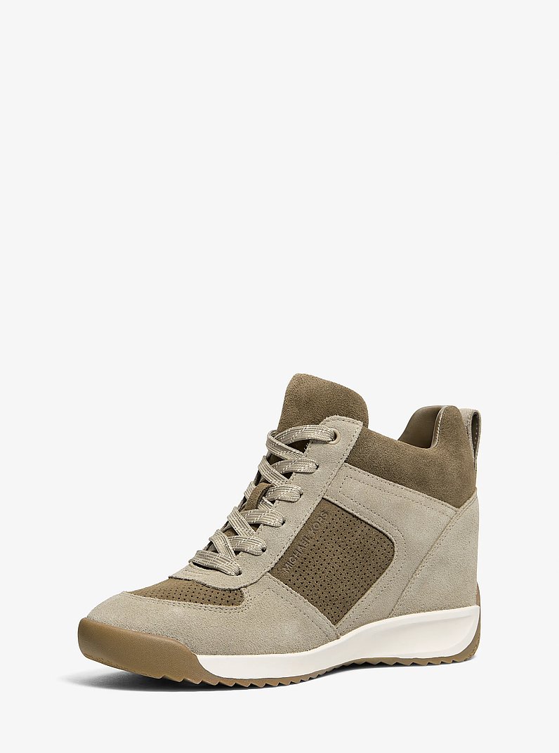 Espadrilles Nikko S2 en su&egrave;de perfor&eacute; &agrave; talon compens&eacute; in DUSTY SAGE MULTI | Michael Kors