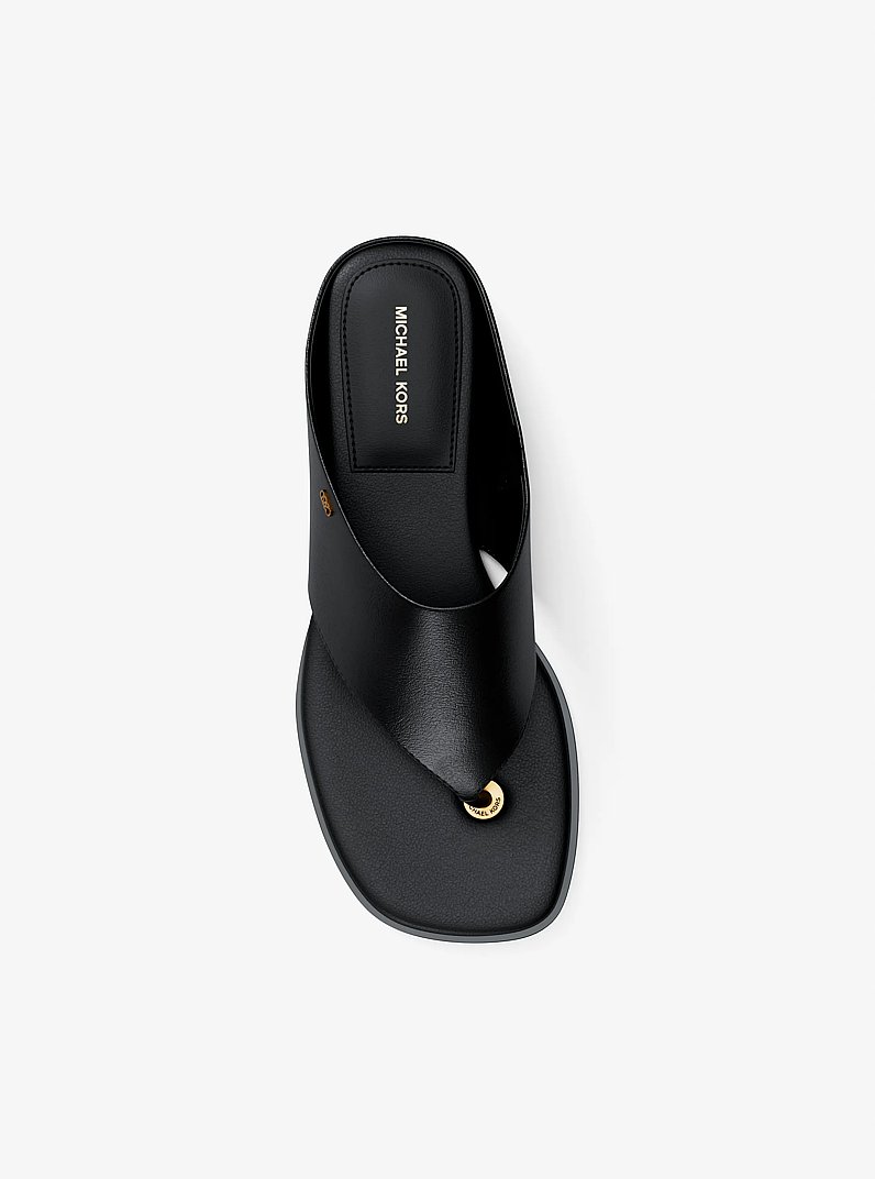 Alster Leather Thong Sandal in BLACK | Michael Kors