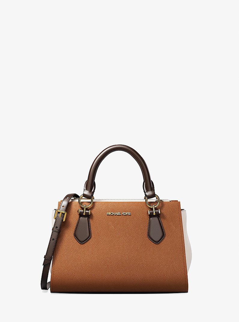 Marilyn Small Color-Block Saffiano Leather Messenger Bag in LUGGAGE MULTI | Michael Kors