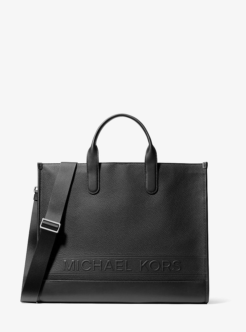 Hudson Pebbled Leather Tote Bag in BLACK | Michael Kors