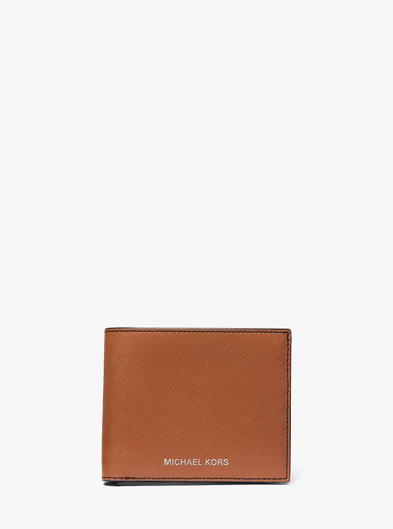 Varick Saffiano Leather Billfold Wallet With Passcase in LUGGAGE | Michael Kors