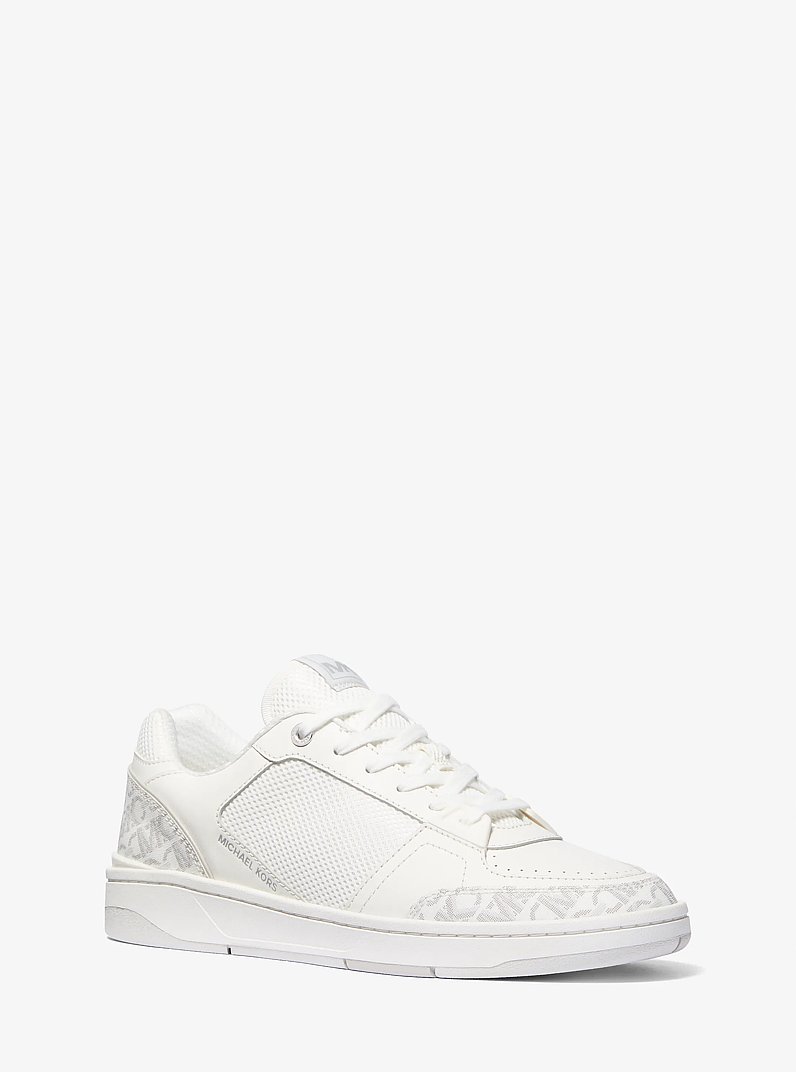 Rebel Empire Monogram and Leather Sneaker in OPTIC WHITE | Michael Kors