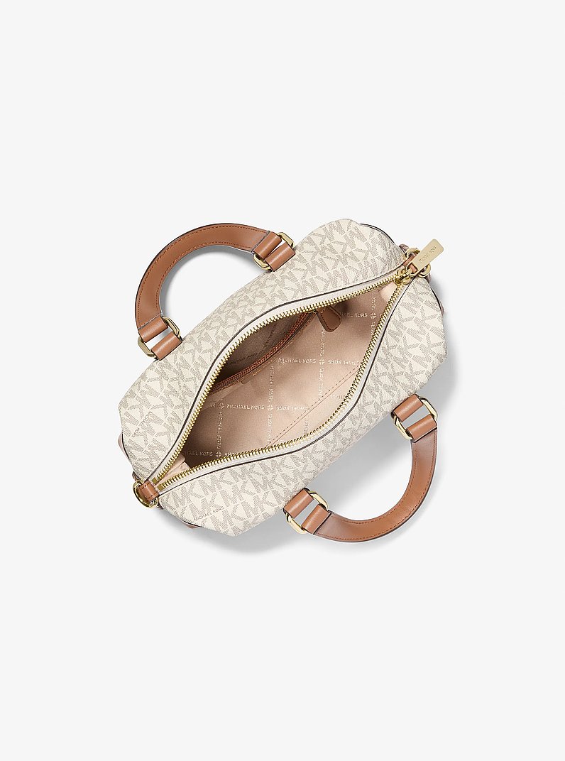 Teddi Extra-Small Signature Logo Slouchy Crossbody Bag in VANILLA/ACORN | Michael Kors
