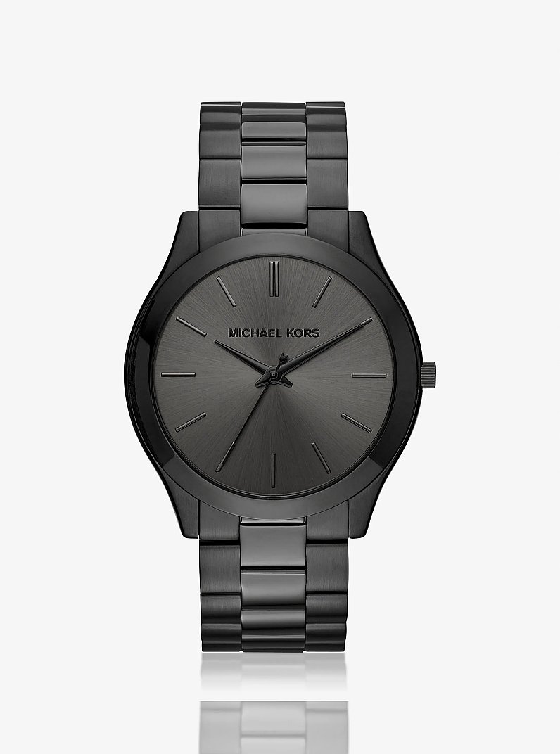 Oversized Slim Runway Black-Tone Watch in BLACK | Michael Kors