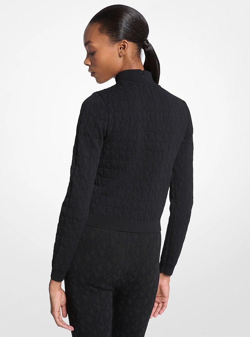Oberteil aus Jacquard mit Logomuster und Stehkragen in SCHWARZ | Michael Kors