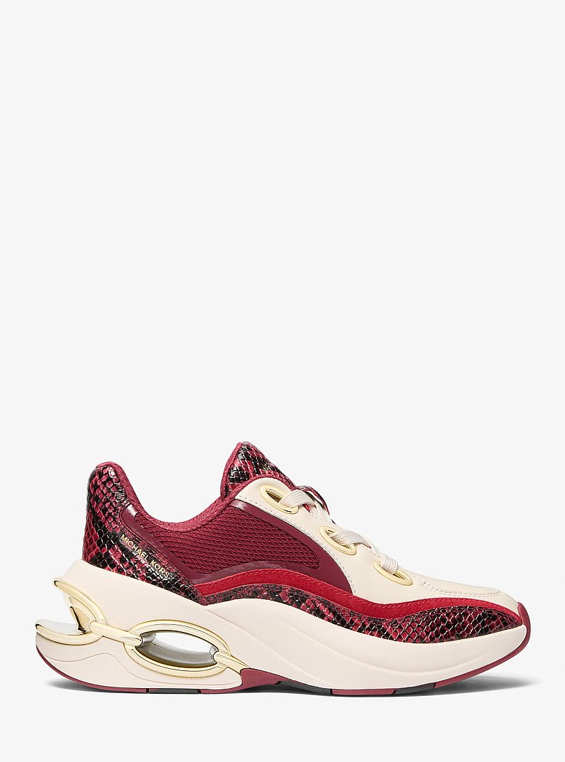 Toni Mixed-Media Trainer in DEEP RED | Michael Kors
