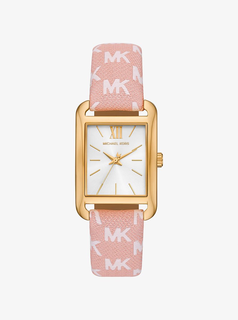 Monroe Gold-Tone and Logo Jacquard Watch in BLUSH | Michael Kors