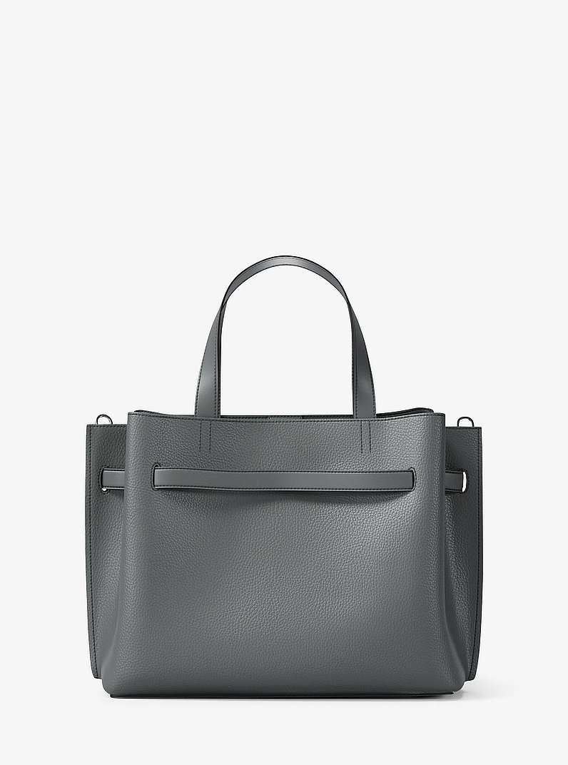 Emilia Medium Pebbled Leather Satchel in STORM | Michael Kors