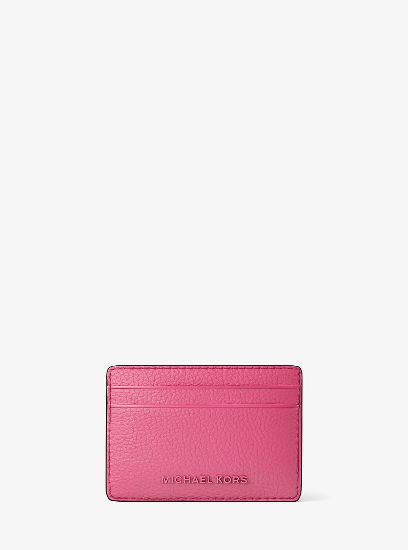 Jet Set Pebbled Leather Card Case in WILD BERRY | Michael Kors
