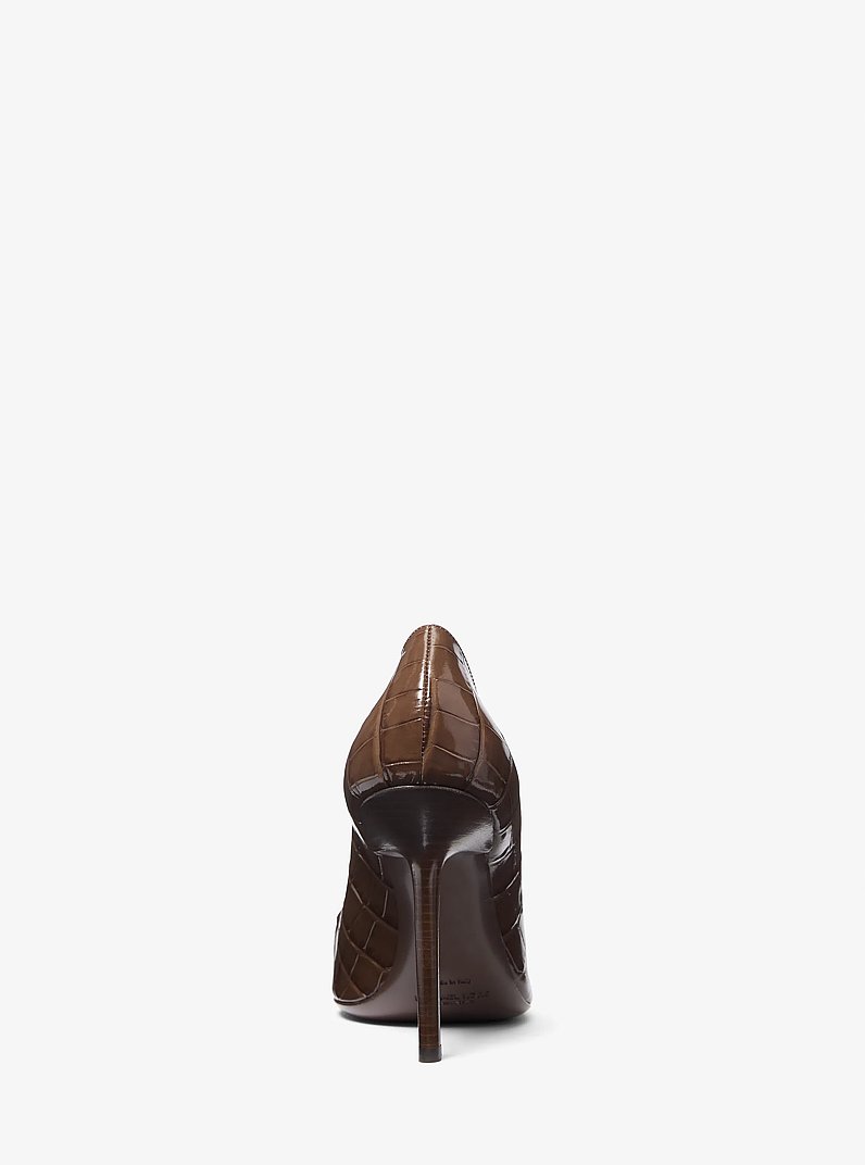 Winona Crocodile Embossed Leather Pump in COCOA | Michael Kors