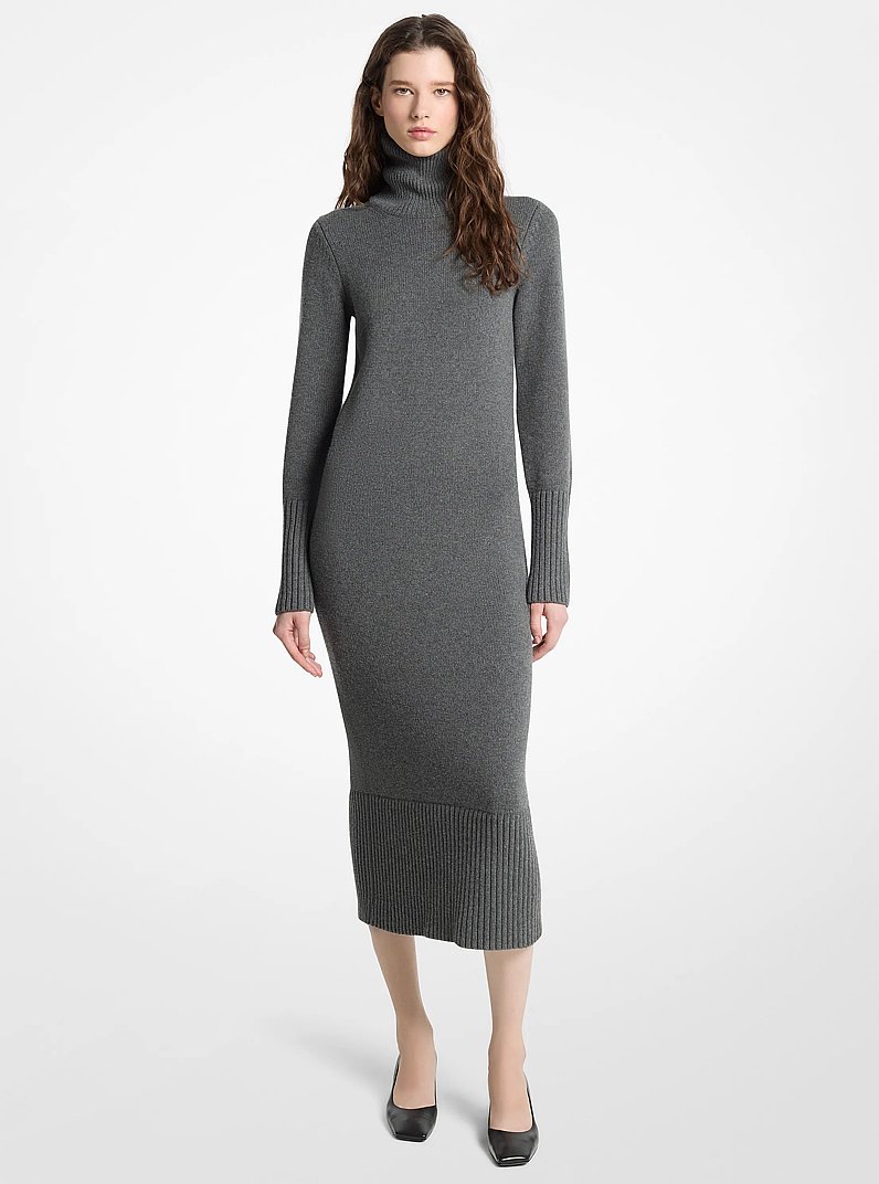 Wool Turtleneck Dress in GRAPHITE MEL | Michael Kors
