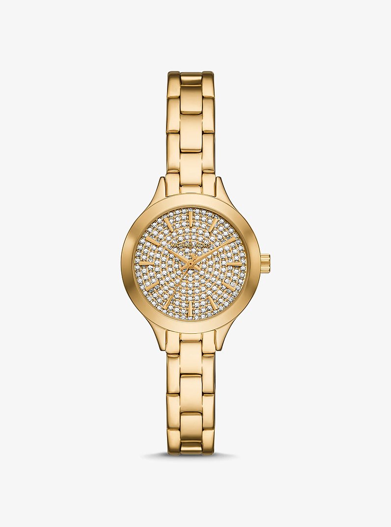 Mini Aspyn Pav&eacute; Gold-Tone Watch in GOLD | Michael Kors