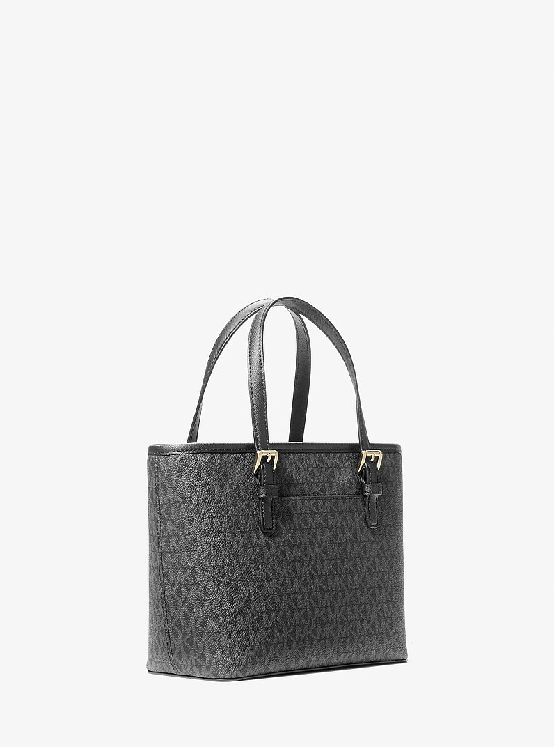Jet Set Travel Extra-Small Logo Top-Zip Tote Bag in BLACK | Michael Kors