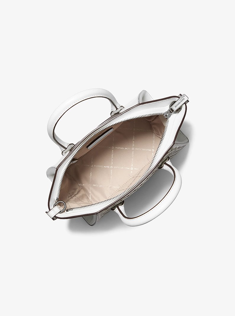Petite sacoche Avril tiss&eacute;e in BLANC OPTIQUE | Michael Kors